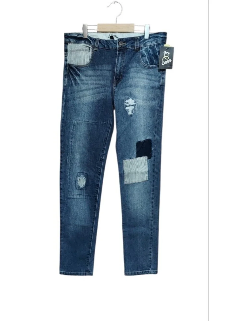 NWT Girl's Art Class Blue Patchwork Skinny Jeans Sz 16